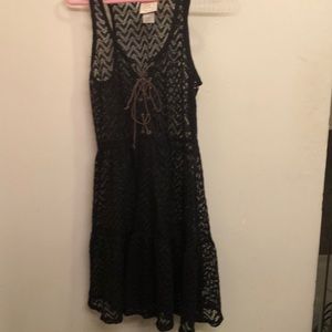 black boho crochet dress